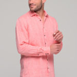 OLYMP Casual Modern Fit μακρυμάνικο λινό πουκάμισο - Κοραλί