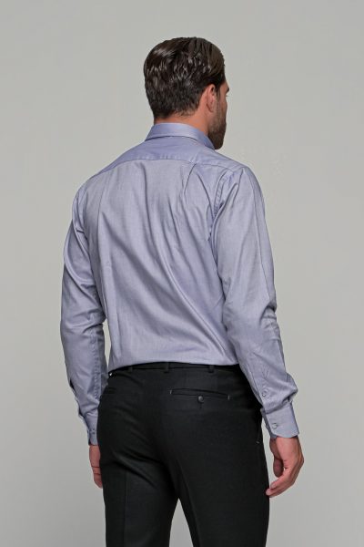Poli Gianni μονόχρωμο ανδρικό πουκάμισο oxford - 24209014 Γκρι - Image 7