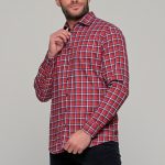 OLYMP Casual Modern Fit ανδρικό πουκάμισο φανέλα - 40702435 Κόκκινο