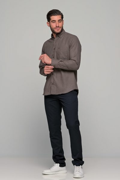 Poli Gianni ανδρικό πουκάμισο καρό φανέλα - 3124403 Καφέ - Image 3