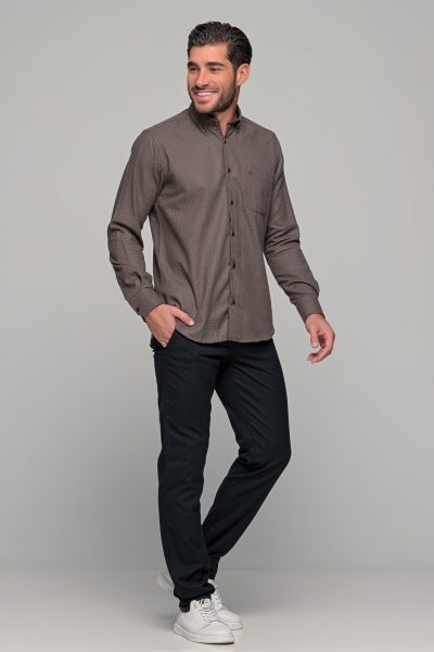 Poli Gianni ανδρικό πουκάμισο καρό φανέλα - 3124403 Καφέ - Image 4