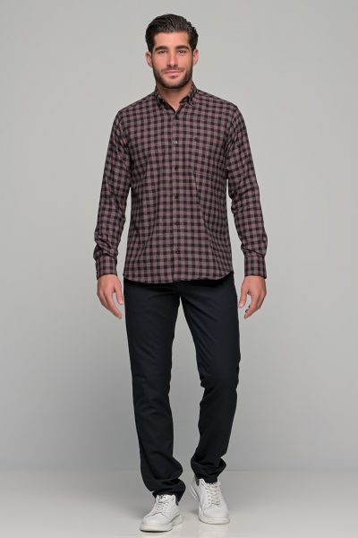 Poli Gianni ανδρικό πουκάμισο καρό - 3125703 Μπορντό - Image 2