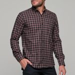 Poli Gianni ανδρικό πουκάμισο καρό - 3125703 Μπορντό