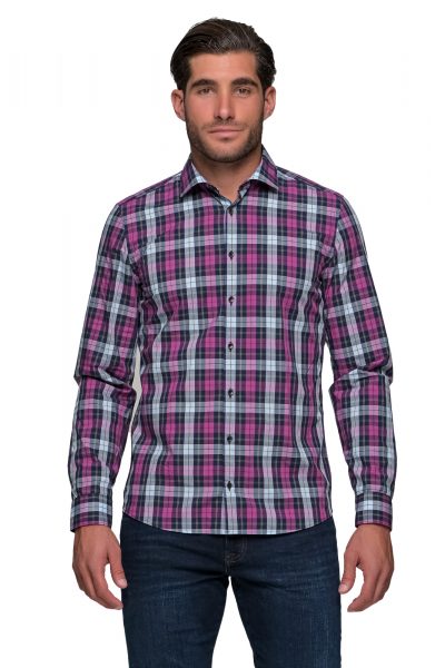 OLYMP LEVEL 5 SMART CASUAL καρό πουκάμισο - 32262495 Μοβ - Image 15