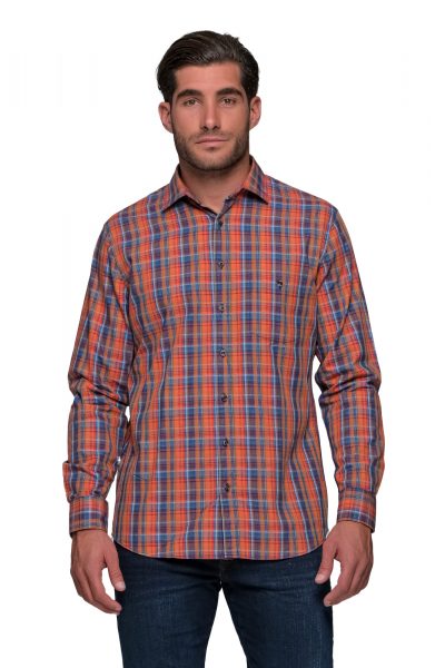OLYMP Casual Modern Fit ανδρικό πουκάμισο καρό - 40462418 Πορτοκαλί - Image 14