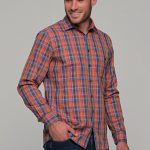 OLYMP Casual Modern Fit ανδρικό πουκάμισο καρό - 40462418 Πορτοκαλί