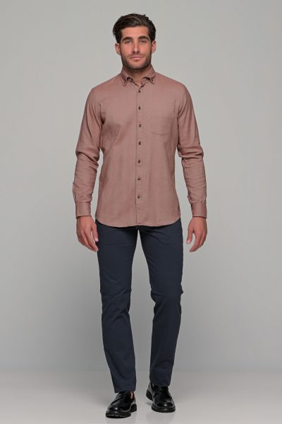 OLYMP Casual Modern Fit ανδρικό πουκάμισο φανέλα - 40522424 Μπεζ - Image 12