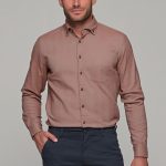 OLYMP Casual Modern Fit ανδρικό πουκάμισο φανέλα - 40522424 Μπεζ