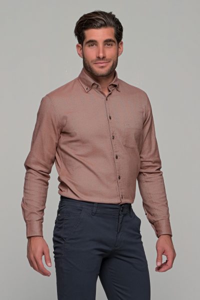 OLYMP Casual Modern Fit ανδρικό πουκάμισο φανέλα - 40522424 Μπεζ - Image 7