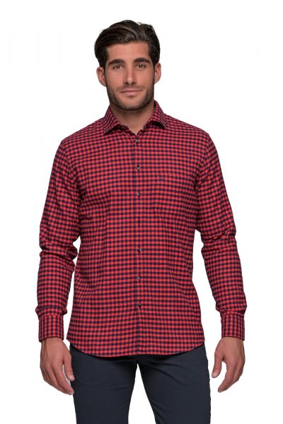 OLYMP Casual Modern Fit πουκάμισο φανέλα - 40502435 Κόκκινο - Image 14