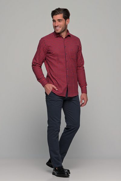 OLYMP Casual Modern Fit πουκάμισο φανέλα - 40502435 Κόκκινο - Image 2