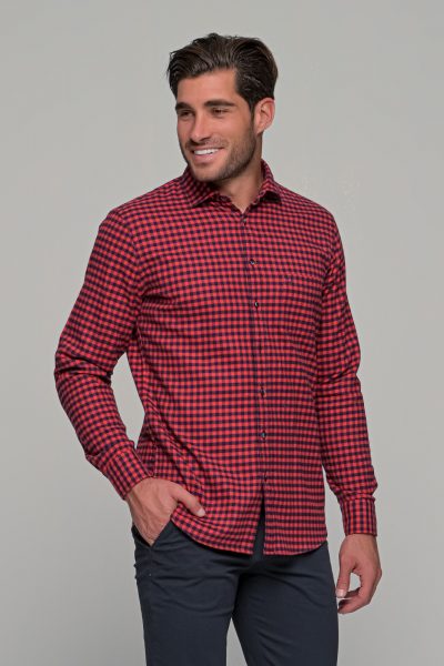 OLYMP Casual Modern Fit πουκάμισο φανέλα - 40502435 Κόκκινο