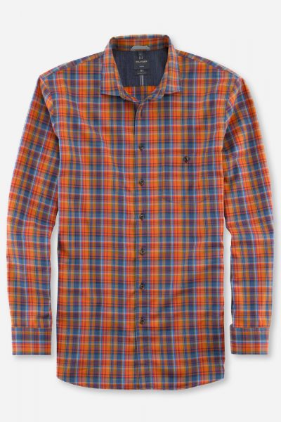 OLYMP Casual Modern Fit ανδρικό πουκάμισο καρό - 40462418 Πορτοκαλί - Image 10