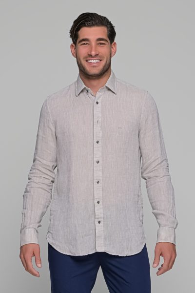 MICHAEL KORS μονόχρωμο λινό πουκάμισο - MK0DS01099 263 Μπεζ - Image 8