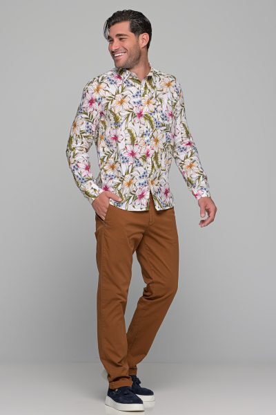 40WEFT ανδρικό λινό floral πουκάμισο - BRAIDEN1341W441 Άσπρο - Image 2