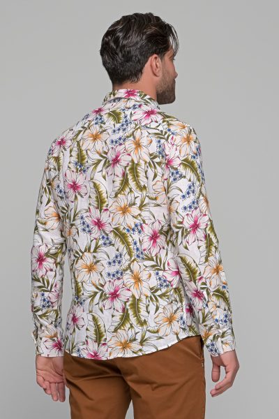40WEFT ανδρικό λινό floral πουκάμισο - BRAIDEN1341W441 Άσπρο - Image 6