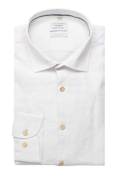 OLYMP LEVEL 5 SMART CASUAL ανδρικό λινό πουκάμισο - 32283400 Άσπρο