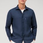 OLYMP CASUAL λινό ανδρικό πουκάμισο - 40265418 Μπλέ