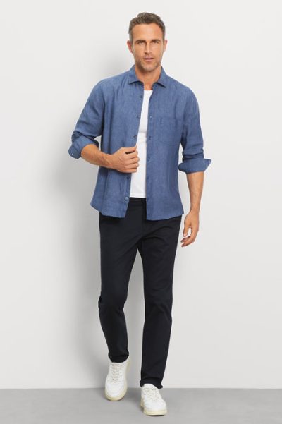 OLYMP CASUAL λινό ανδρικό πουκάμισο - 40707419 Μπλε - Image 2