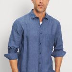 OLYMP CASUAL λινό ανδρικό πουκάμισο - 40707419 Μπλε
