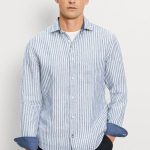 OLYMP CASUAL λινό ανδρικό πουκάμισο - 40787419 Μπλε
