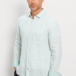 OLYMP CASUAL λινό ανδρικό πουκάμισο - 40787445 Μέντα