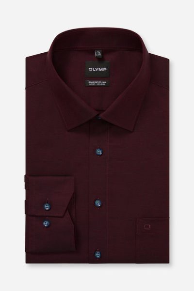 OLYMP LUXOR COMFORT FIT Big Size Non Iron πουκάμισο - 14068437 μπορντό