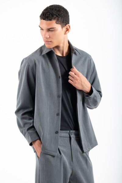 VITTORIO ανδρικό overshirt - 300-2526-BAREZZI ΓΚΡΙ - Image 8