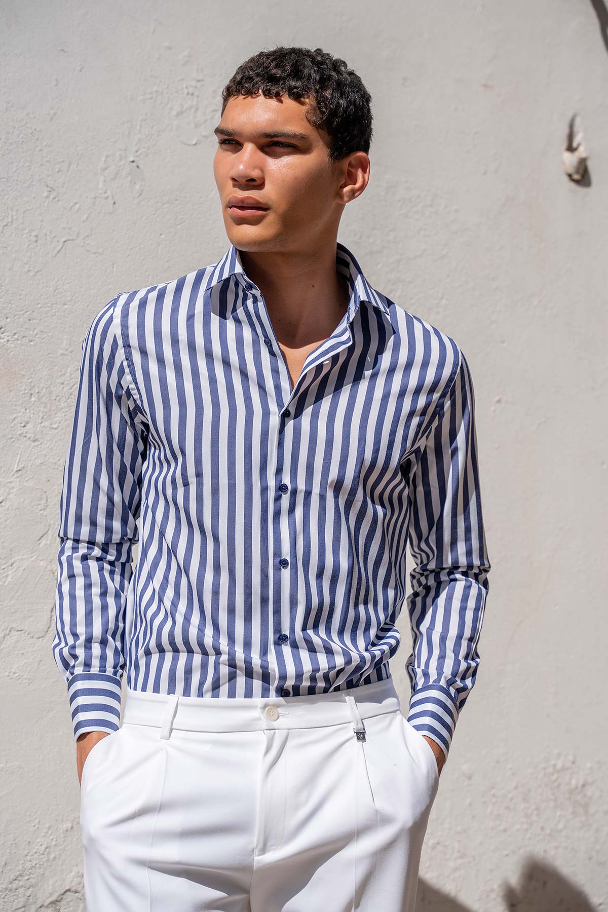 1-blue-Πουκάμισο-Vittorio-800-2526-0020 VITTORIO ανδρικό ριγέ πουκάμισο - 800-2526-0020 Blue - Image 1